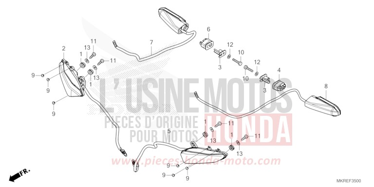 CLIGNOTANT de CBR1000RR "Fireblade" GRAND PRIX RED (R380) de 2024